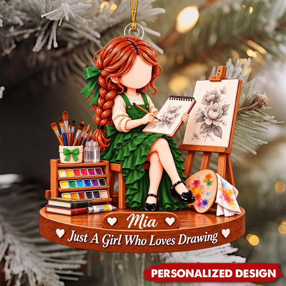 Drawing Lover Personalized Acrylic Ornament - Gift for Art Teacher & Painter