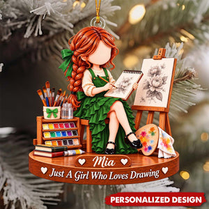 Drawing Lover Personalized Acrylic Ornament - Gift for Art Teacher & Painter