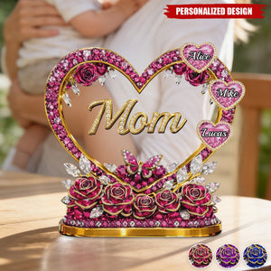 Personalized Heart Acrylic Plaque with Custom Family Names-Gift For Mom & Grandma