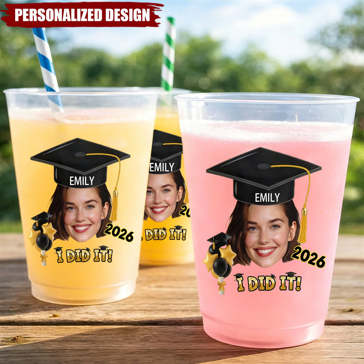 Custom Face Graduation Party Cups - Unique Gift For Grads