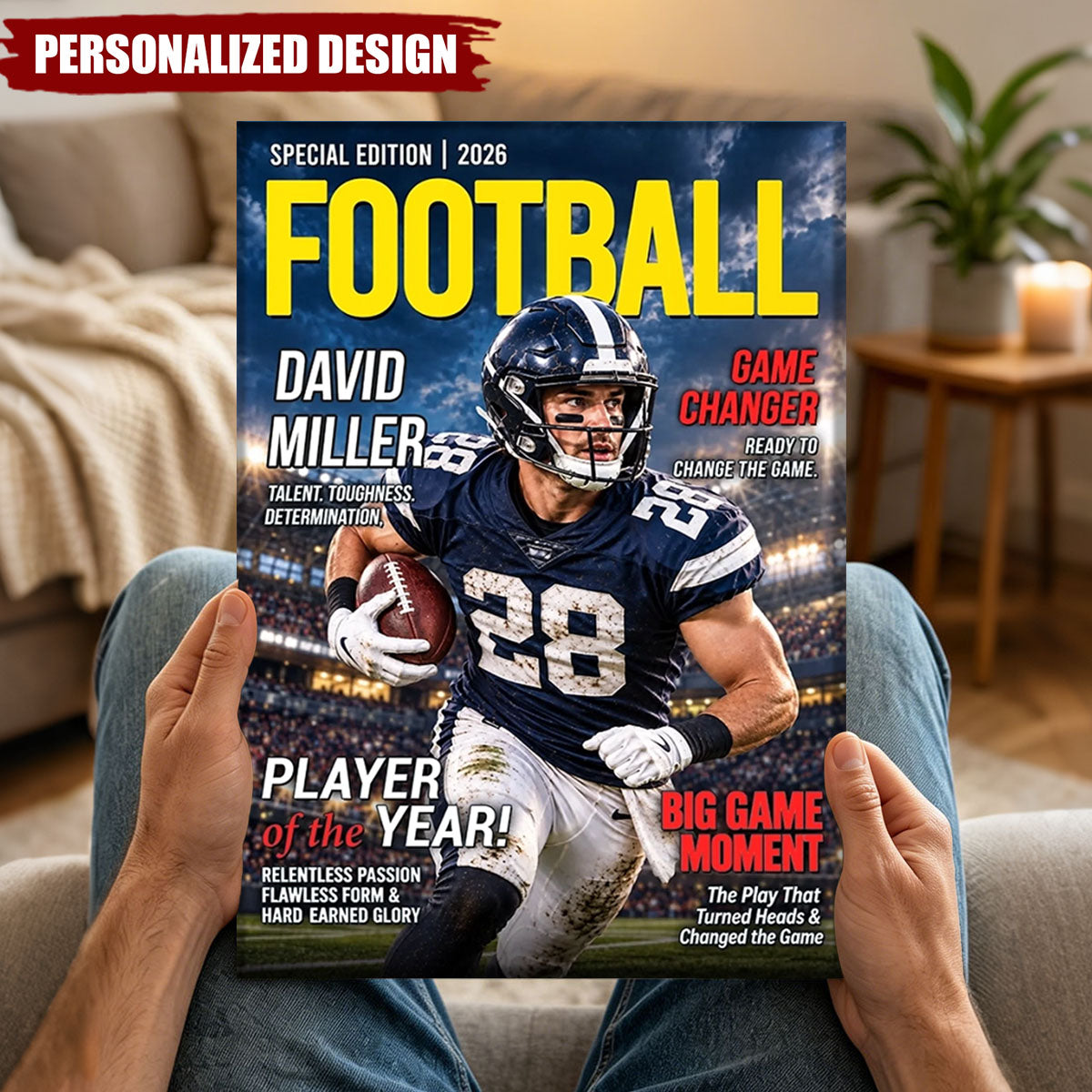 Personalized Football Star Magazine Style Print - Football Athlete Gift Poster