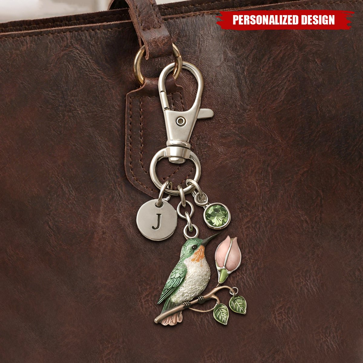 A Little Hummingbird for You keychain - Custom Initial & Birthstone Memorial Gift