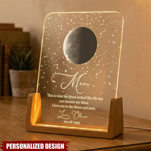 Personalized Moon Phase LED Night Light - Custom Mom Gift with Name & Date