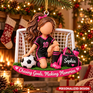 Chasing Goals Making Memories - Custom Soccer Acrylic Hanging Ornament, Gift for Soccer Athlete