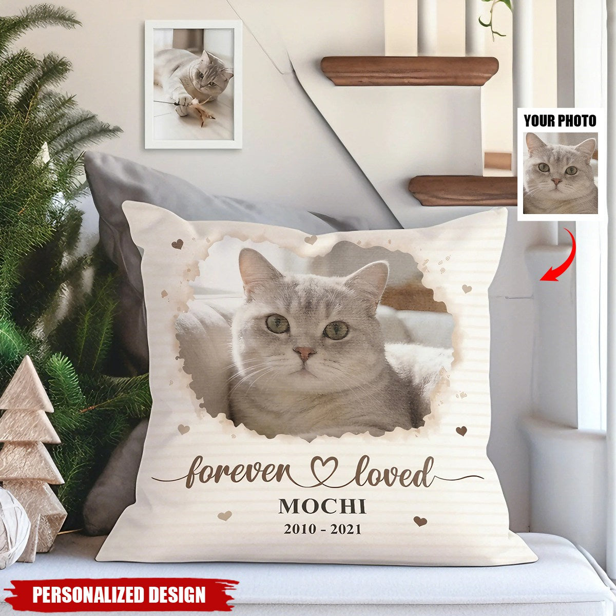 Personalized Forever Loved Memorial Pillow - Custom Photo & Name  for Loss of Loved One