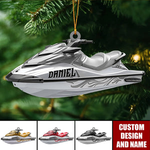Personalized Jet Boat Ski Christmas Ornament, Skiing Jet Boat Christmas Tree Ornament - 2024 New Release