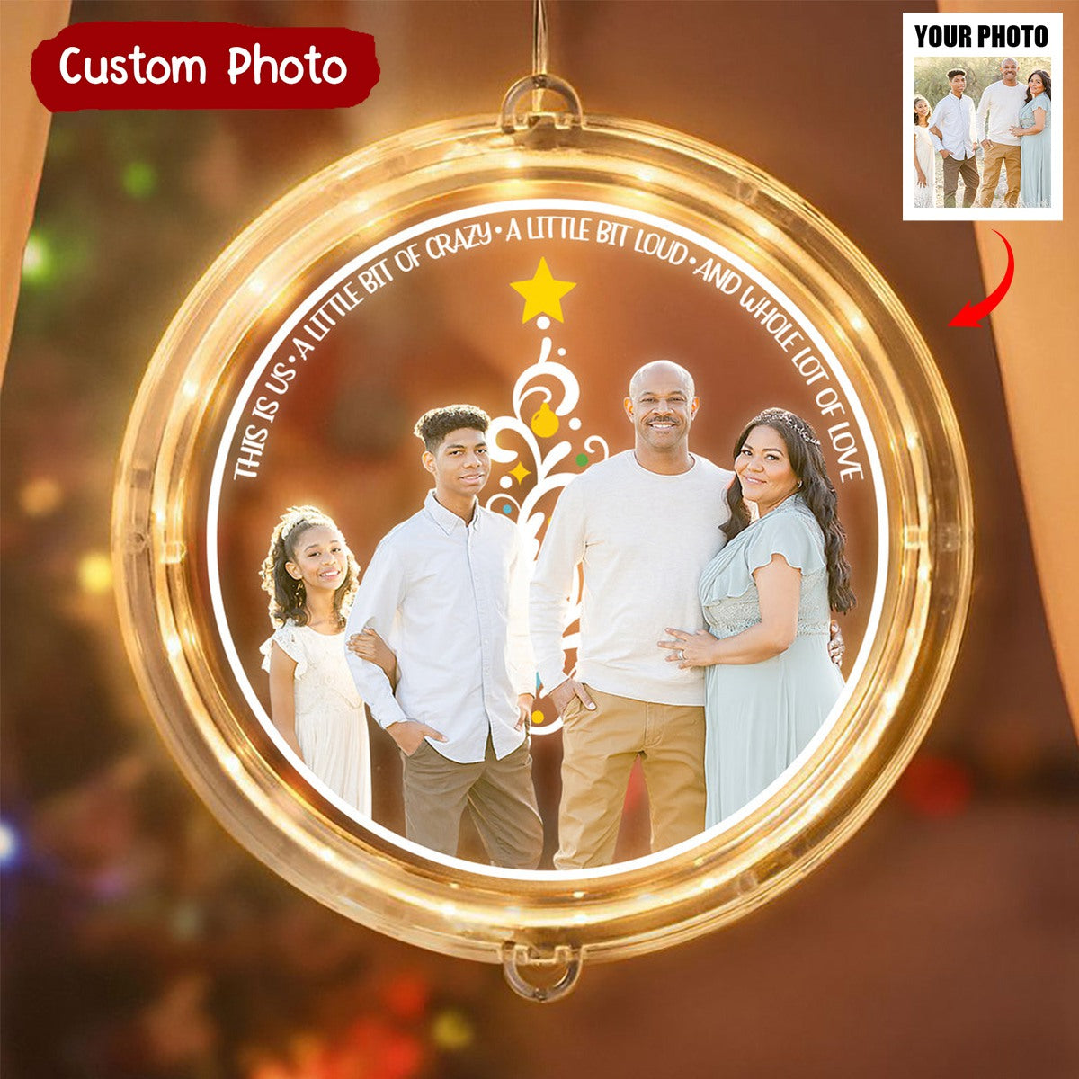 This Is Us A Little Bit Of Crazy A Little Bit Loud - Personalized Custom LED Pendant Light - Gift For Family Members