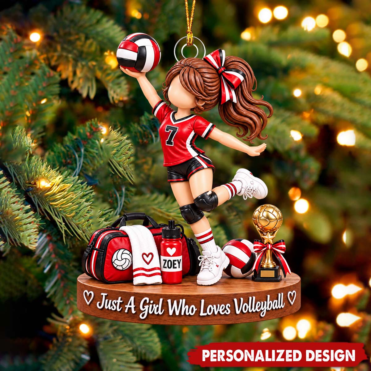 Volleyball Girl Spiking Pose Personalized Acrylic Ornament - Custom Name Sports Gift