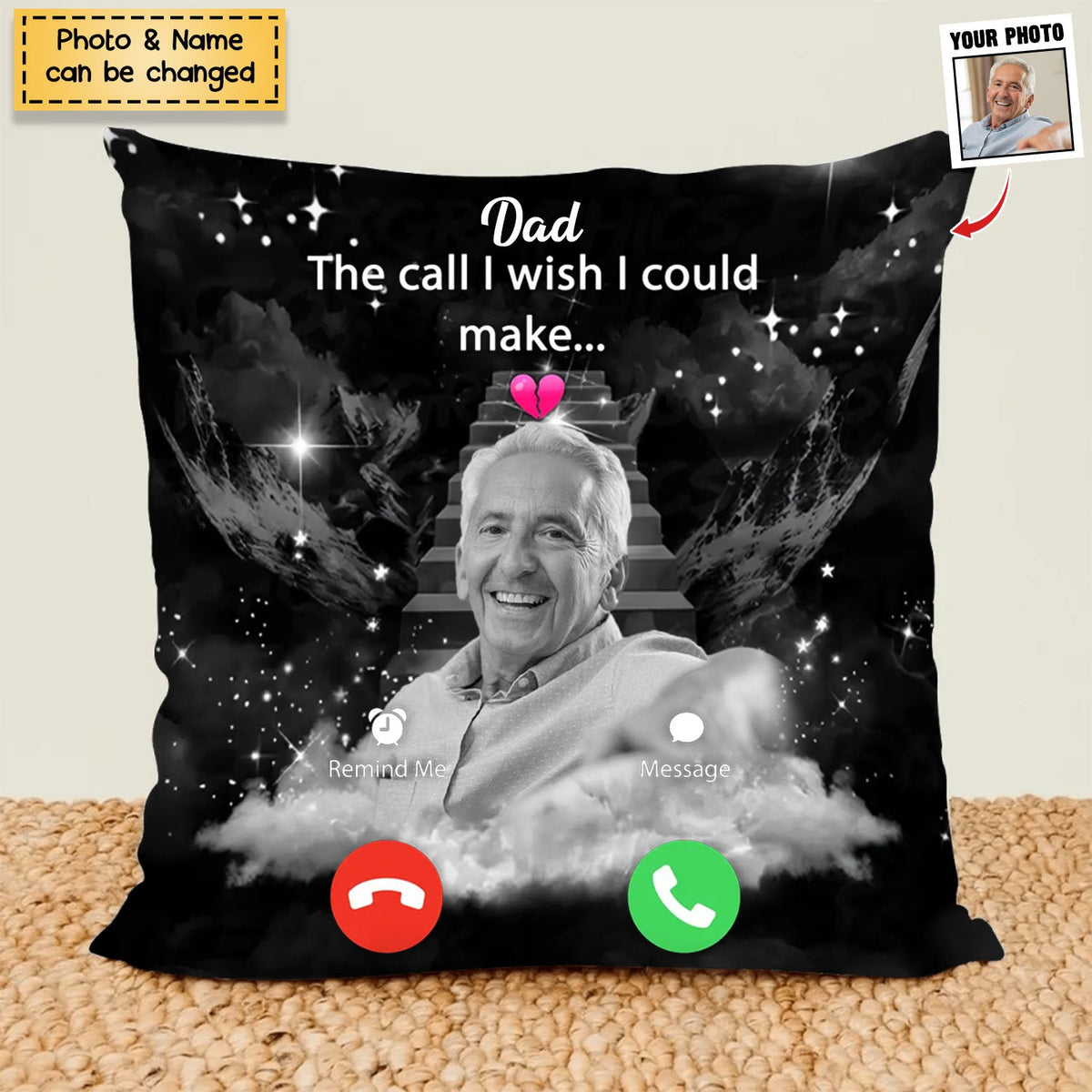 The Call I Wish I Could Make - Personalized Photo Memorial Pillow