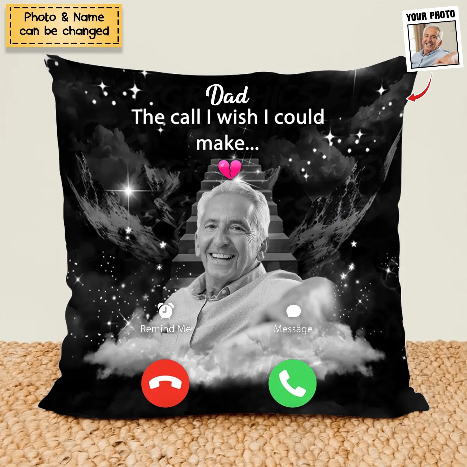The Call I Wish I Could Make - Personalized Photo Memorial Pillow