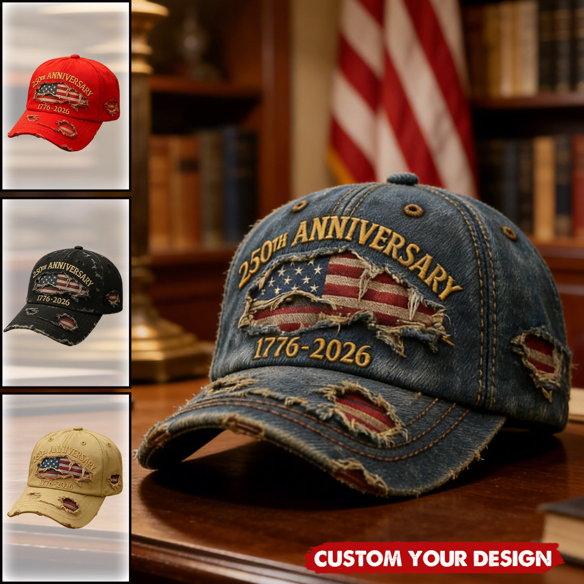 USA 1776 - 2026 Anniversary Baseball Hat, 250th Freedom Cap