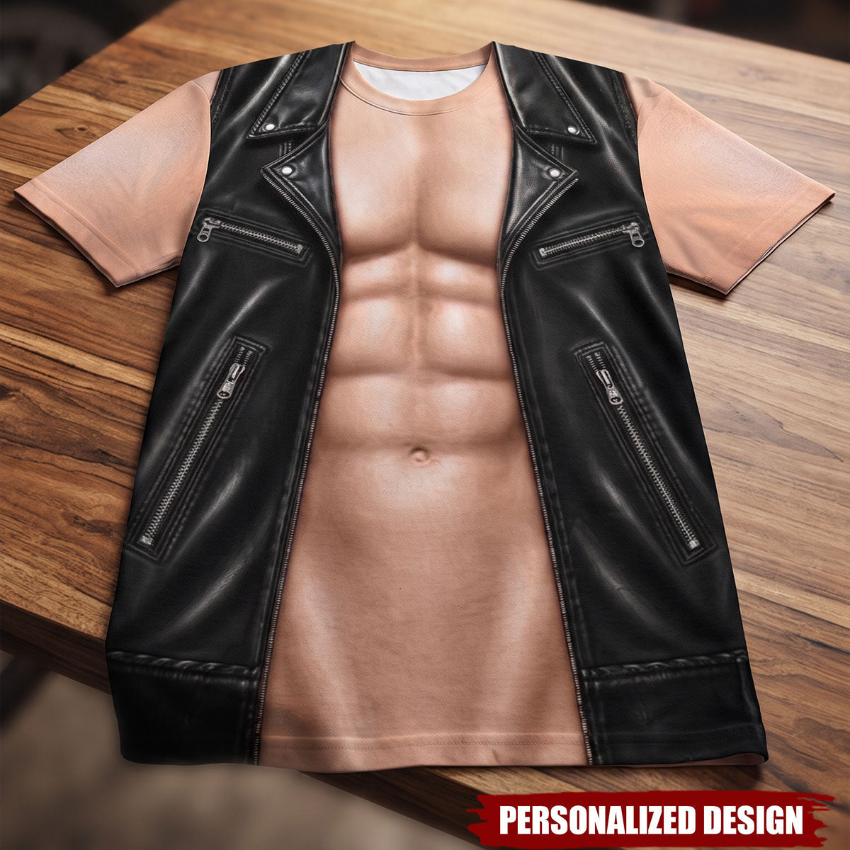 Personalized Punk Biker Optical Illusion Denim Sleeveless Vest Graphic Unisex T-Shirt