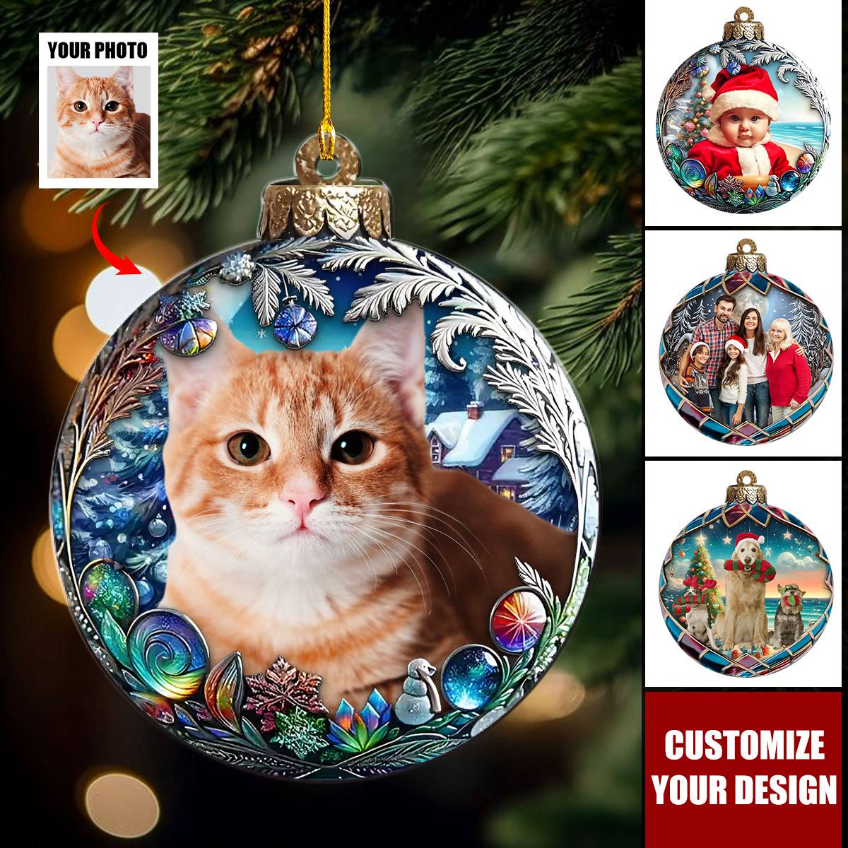 Custom Photo Christmas Good Cheer Is Found With Family Personalized Christmas Acrylic Ornament - 2024 New Release  Gift For Family Members