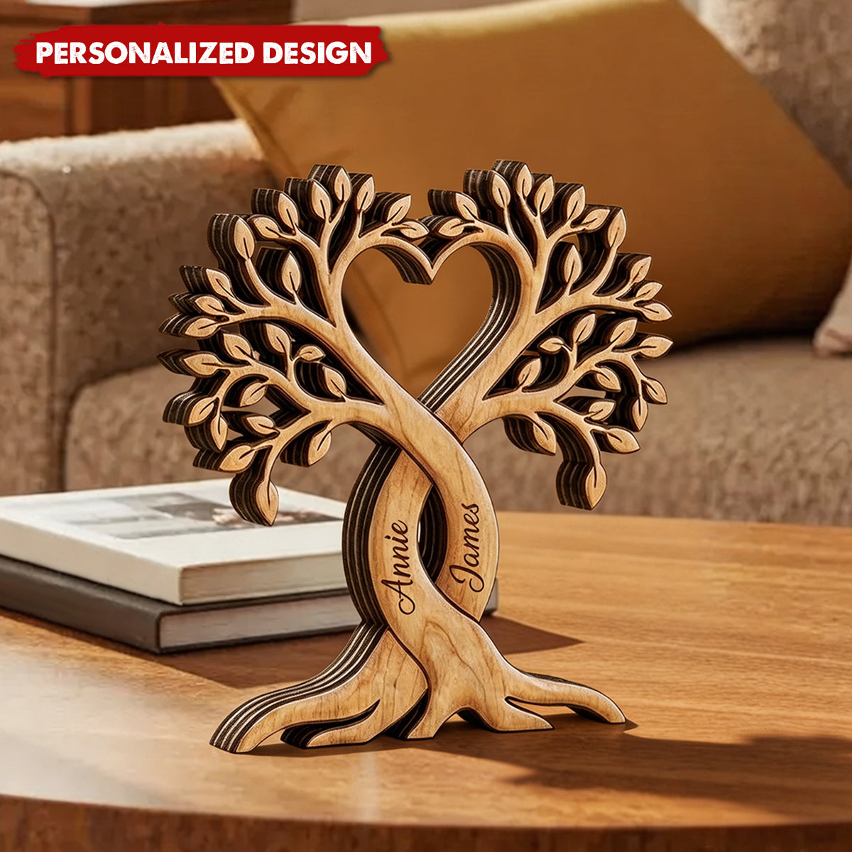 Personalized Couple Names Infinity Heart Tree of Life Wooden Decor -Couple Anniversary Gift