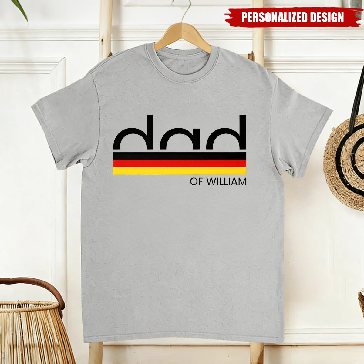 Custom Kid Name Dad Flag T-Shirt- Patriotic Father's Day Gift