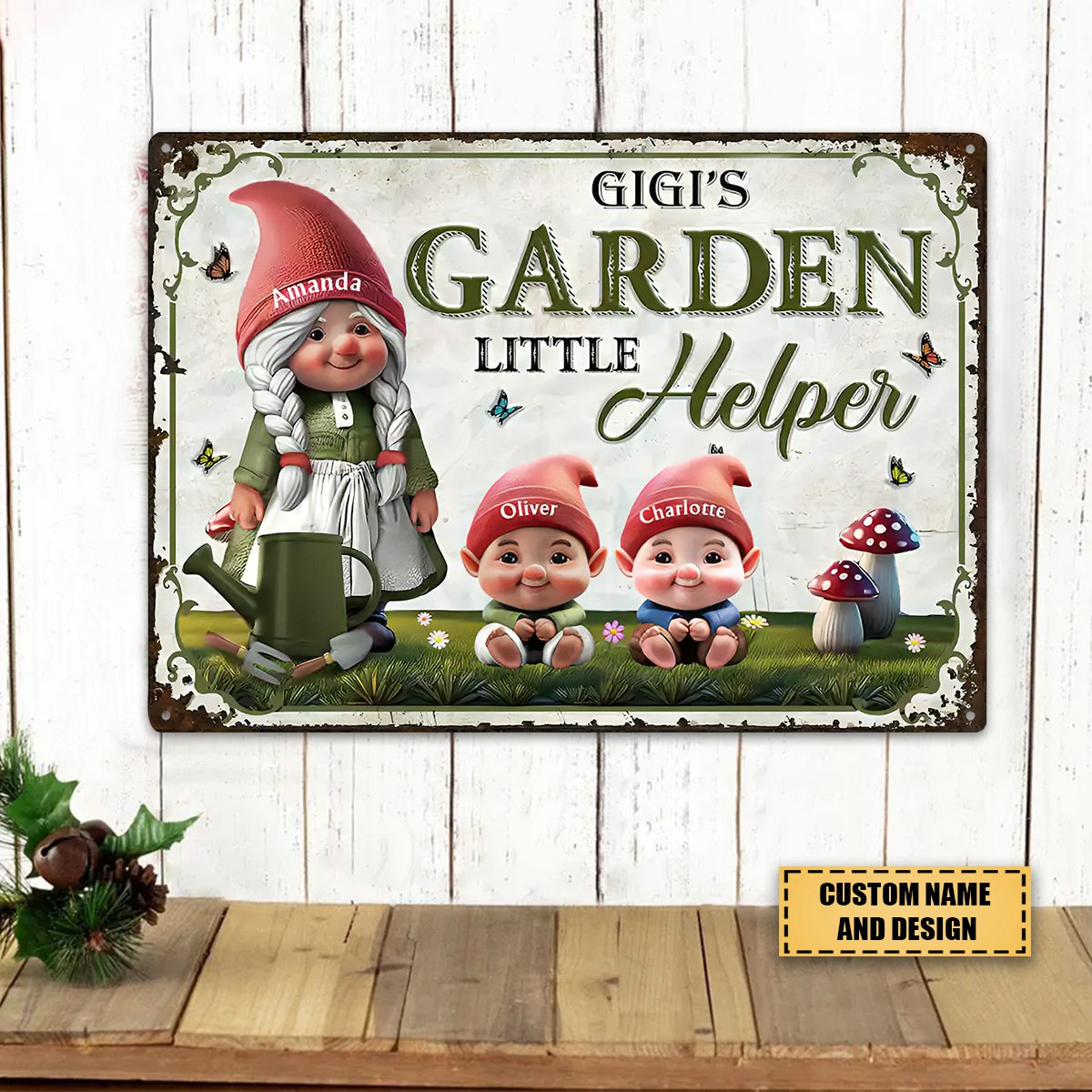 Grandma's Garden Little Helpers - Personalized Classic Metal Signs