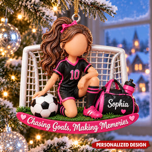 Chasing Goals Making Memories - Custom Soccer Acrylic Hanging Ornament, Gift for Soccer Athlete