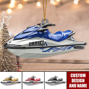 Personalized Jet Boat Ski Christmas Ornament, Skiing Jet Boat Christmas Tree Ornament - 2024 New Release