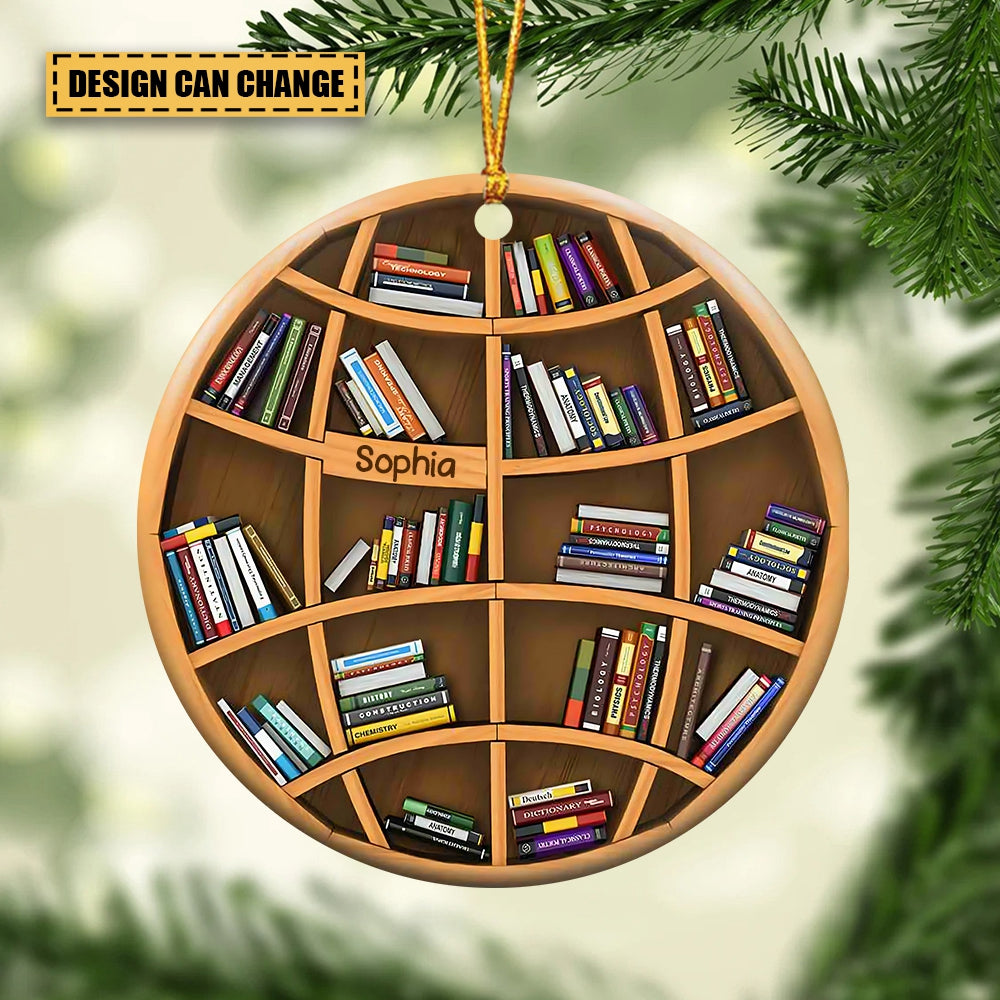 Bookshelves- Book Lovers, Personalized Ornament, Gifts For Book Lover