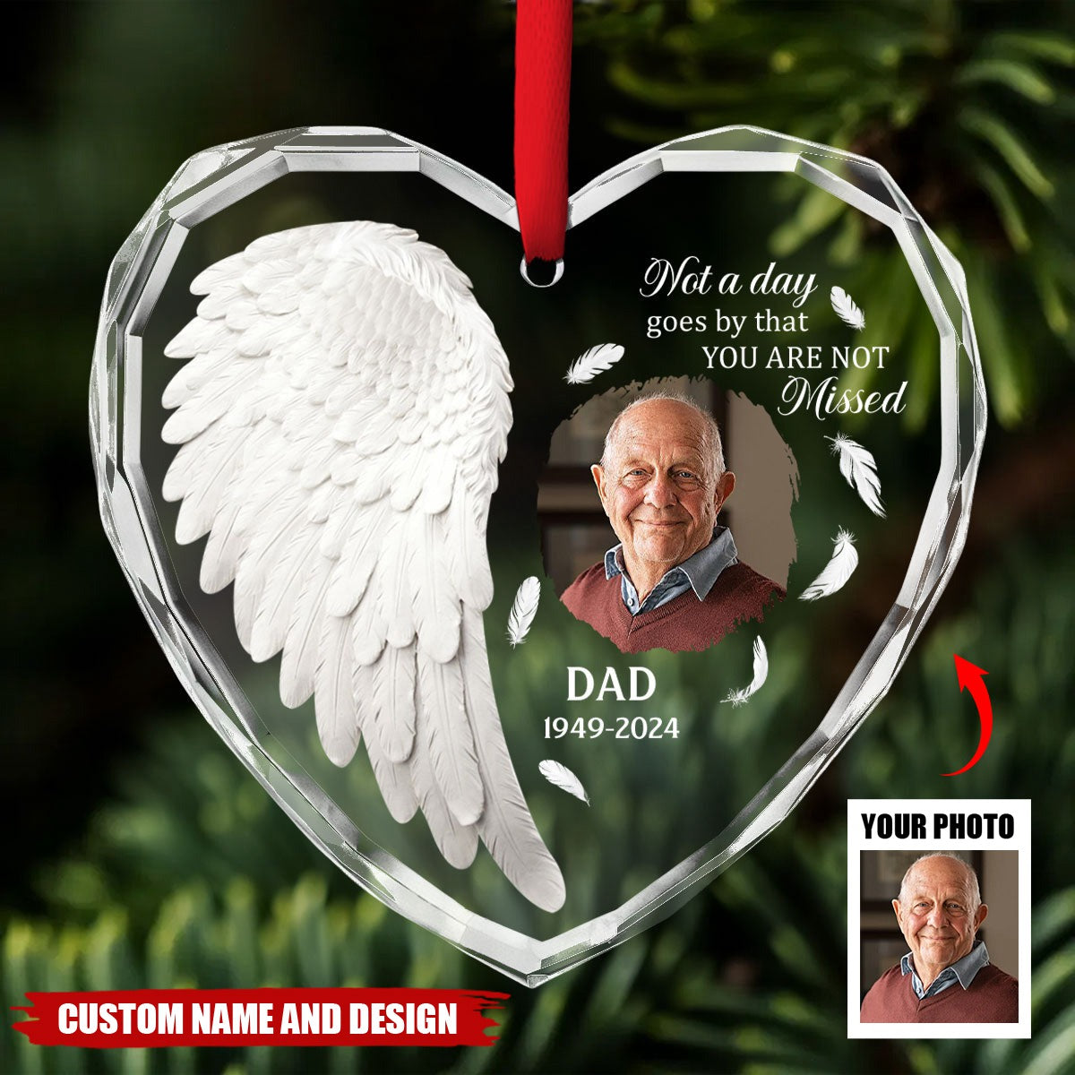 Personalized Custom Angel In Heaven Glass Ornament