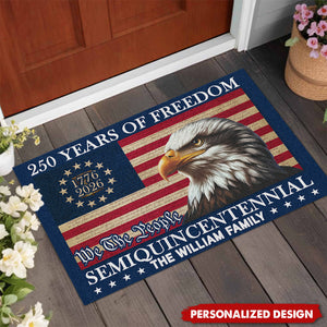 Personalized Patriotic Family Doormat —  American 250th Anniversary Gift