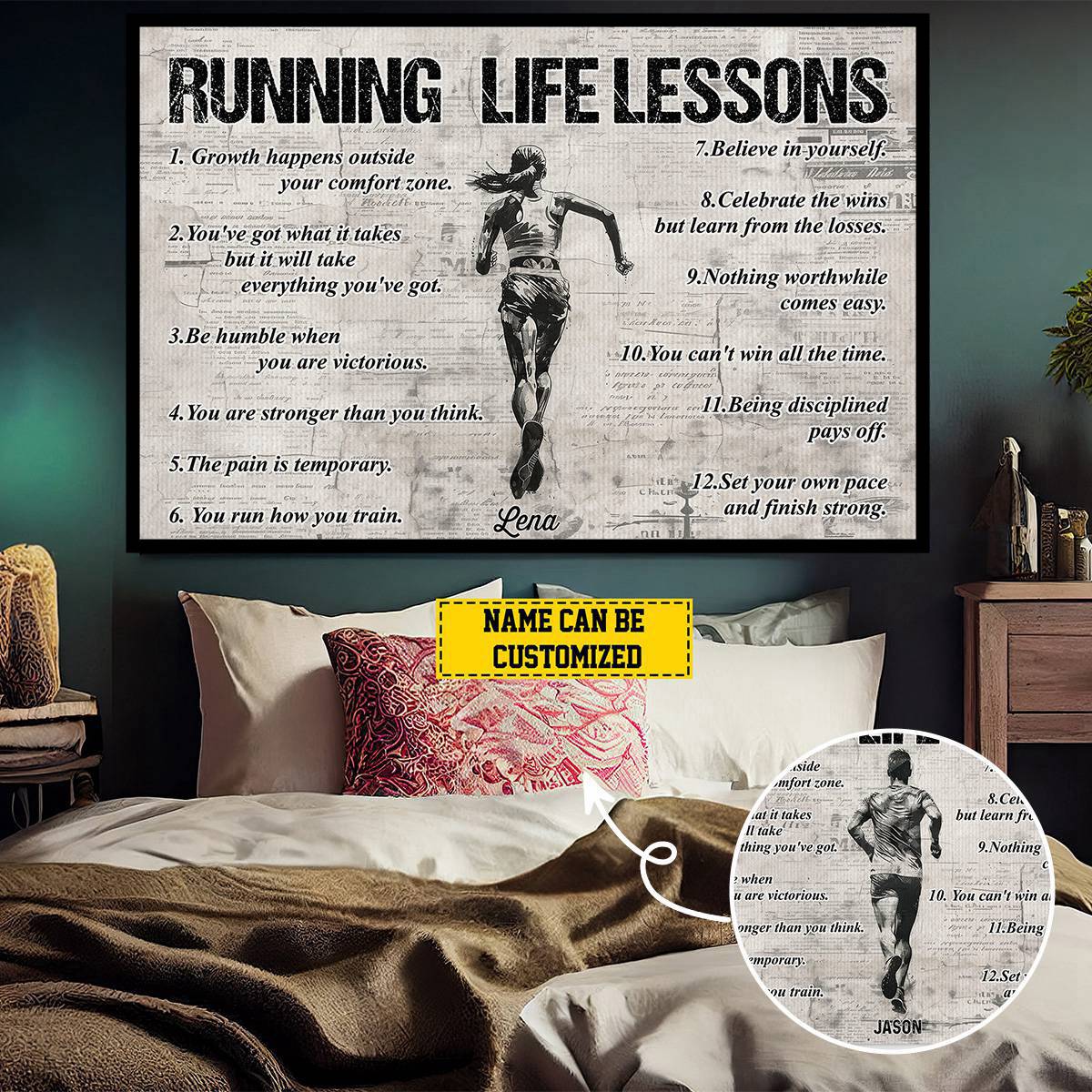 Running Life Personalized Running Life Lessons Poster-Gift For Running Lovers - comxon