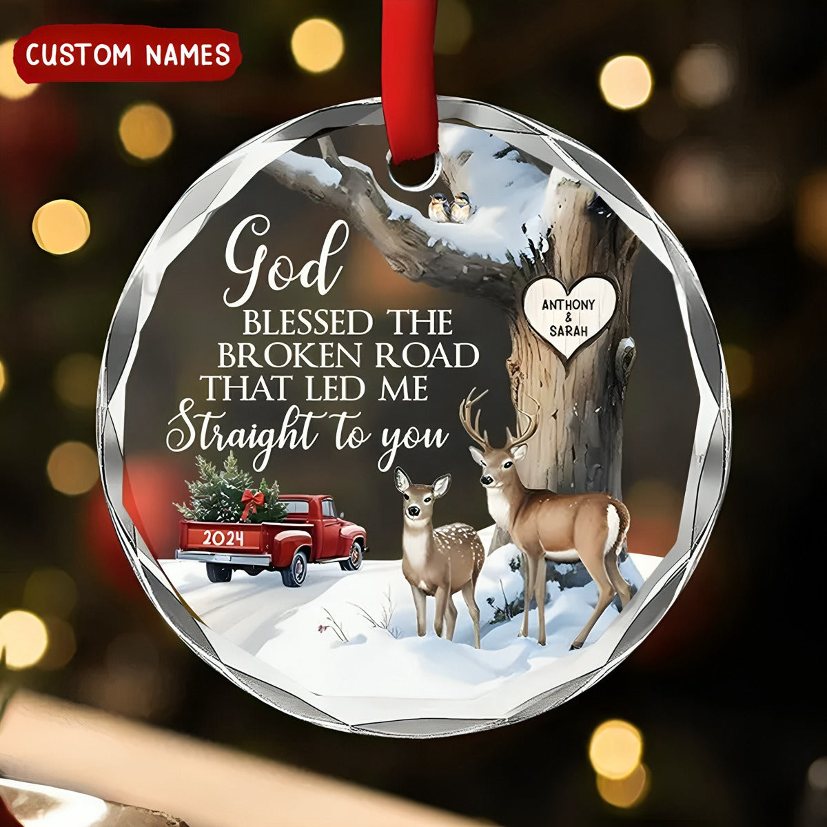 Personalized The Broken Road That Led Me Straight To You Glass Ornament