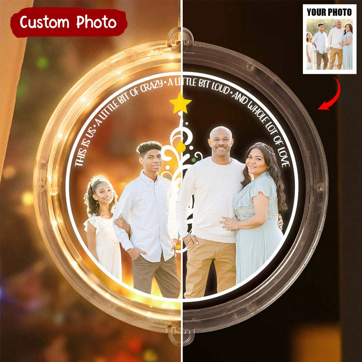 This Is Us A Little Bit Of Crazy A Little Bit Loud - Personalized Custom LED Pendant Light - Gift For Family Members