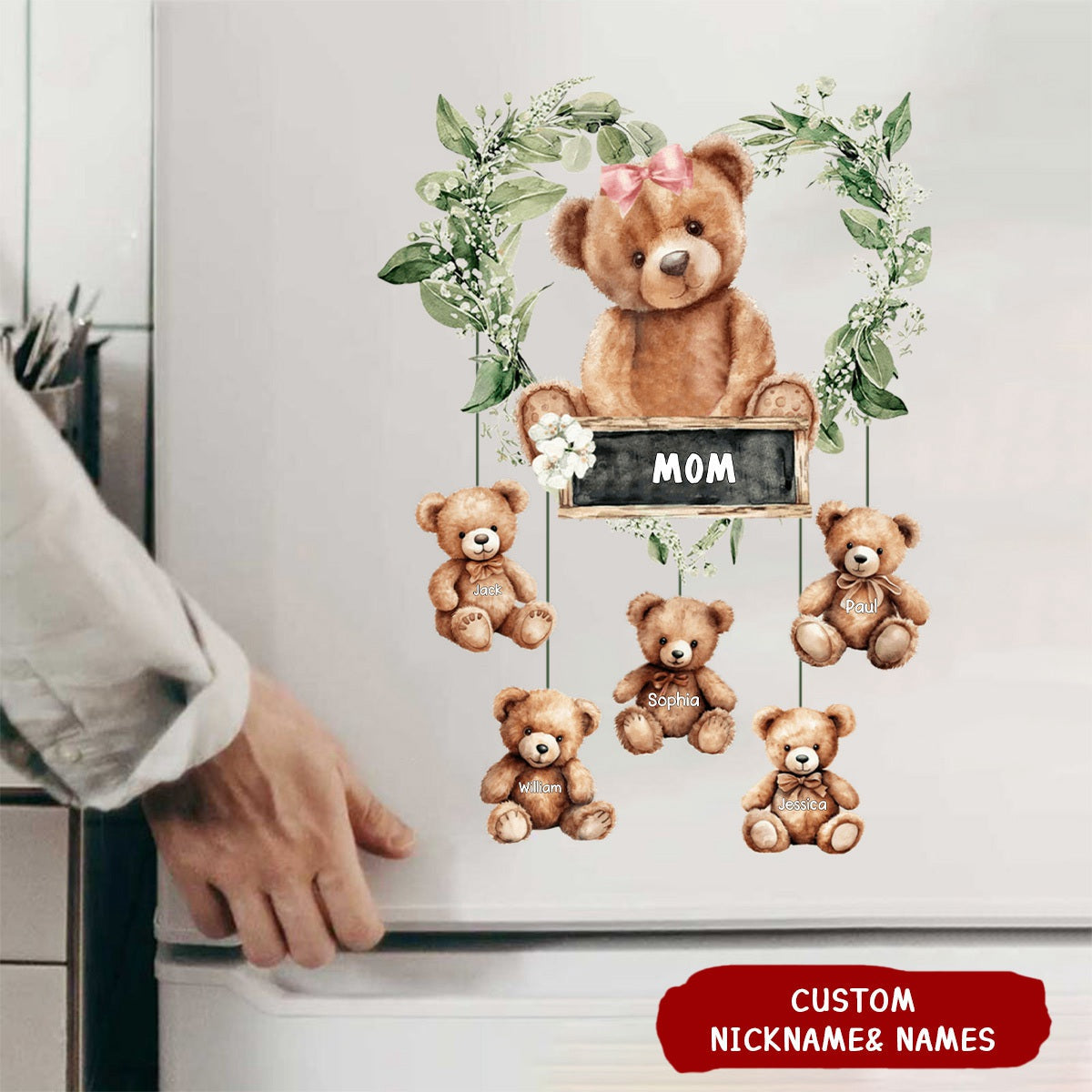 Grandma/ mama Bear Heart Wreath Personalized Decal