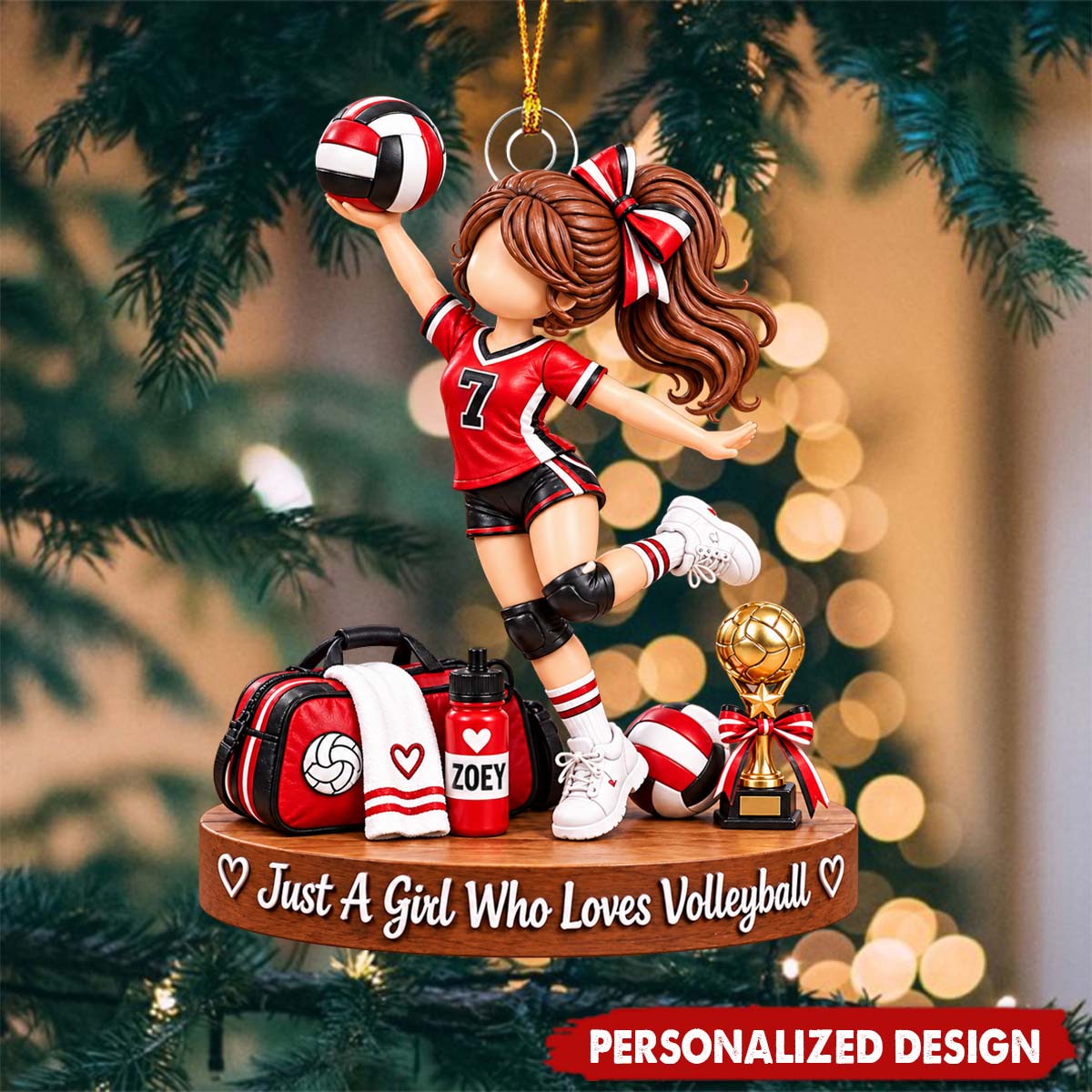 Volleyball Girl Spiking Pose Personalized Acrylic Ornament - Custom Name Sports Gift