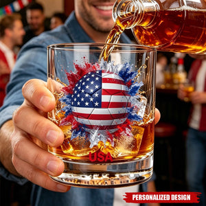 Personalized Country Flag Soccer Whiskey Glass - Custom Name