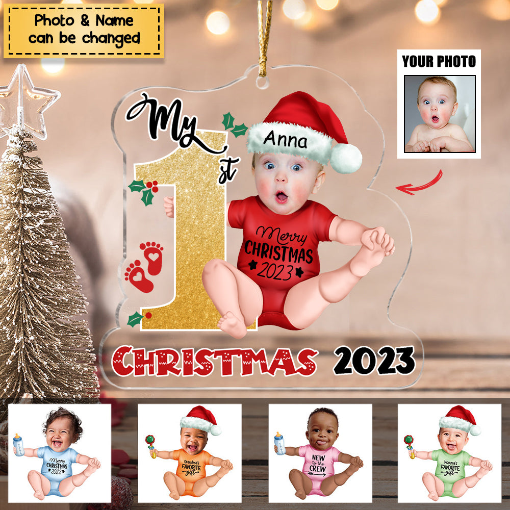 Personalized Custom Acrylic Ornament from Photo - Baby Onesie - My Fir ...