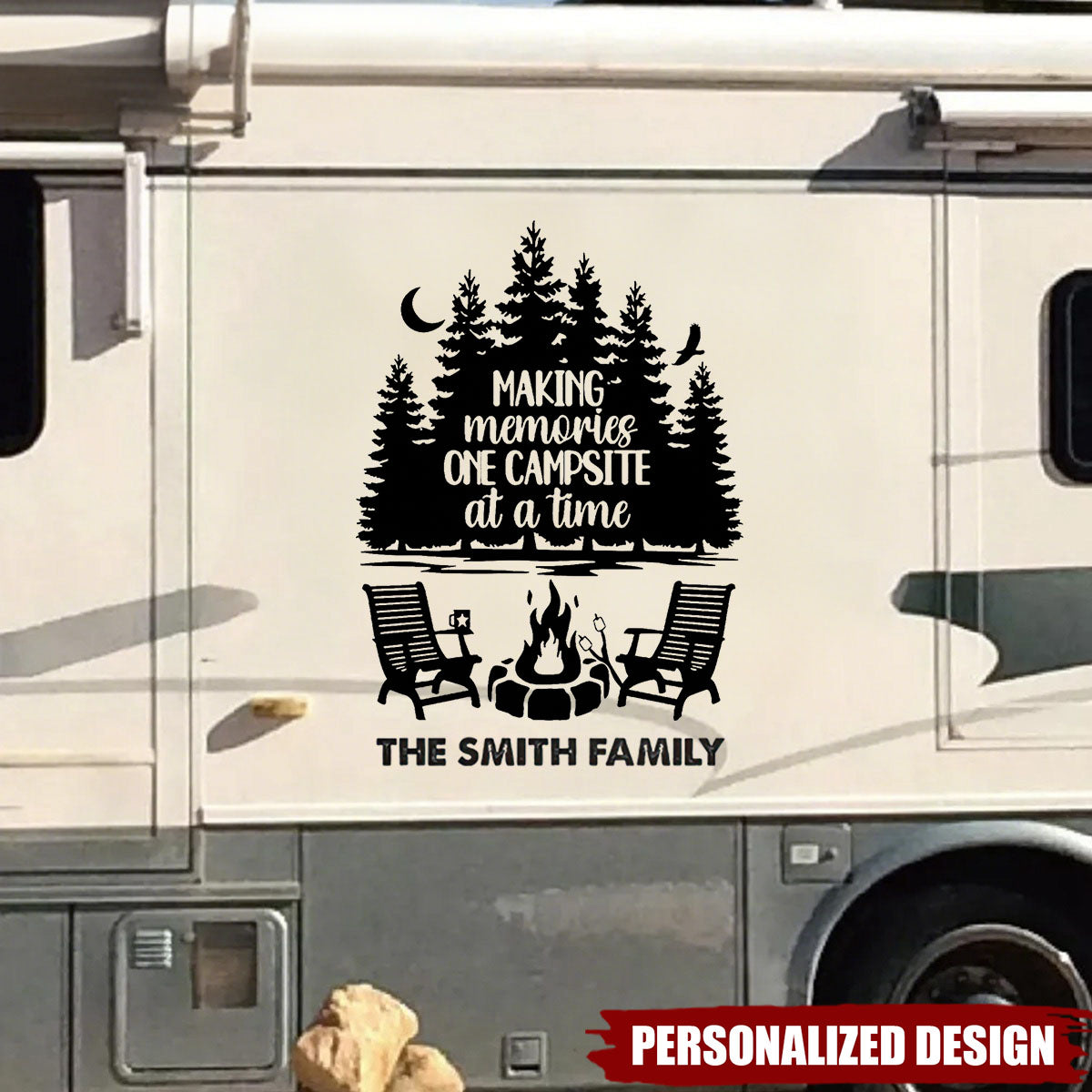 Personalized Forest Campfire RV Camper Window Decal - Gift For Camper Van Road Trip Lovers