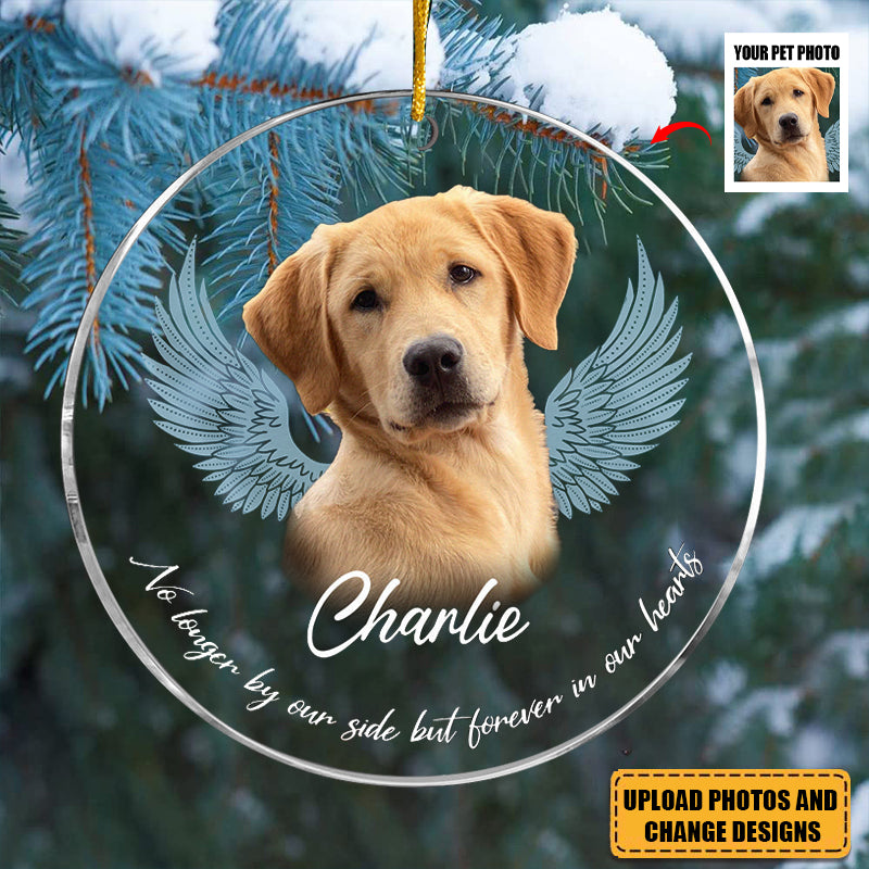Custom Photo Forever In Our Hearts - Memorial Personalized Custom Ornament - Acrylic Round Shaped - Christmas Gift