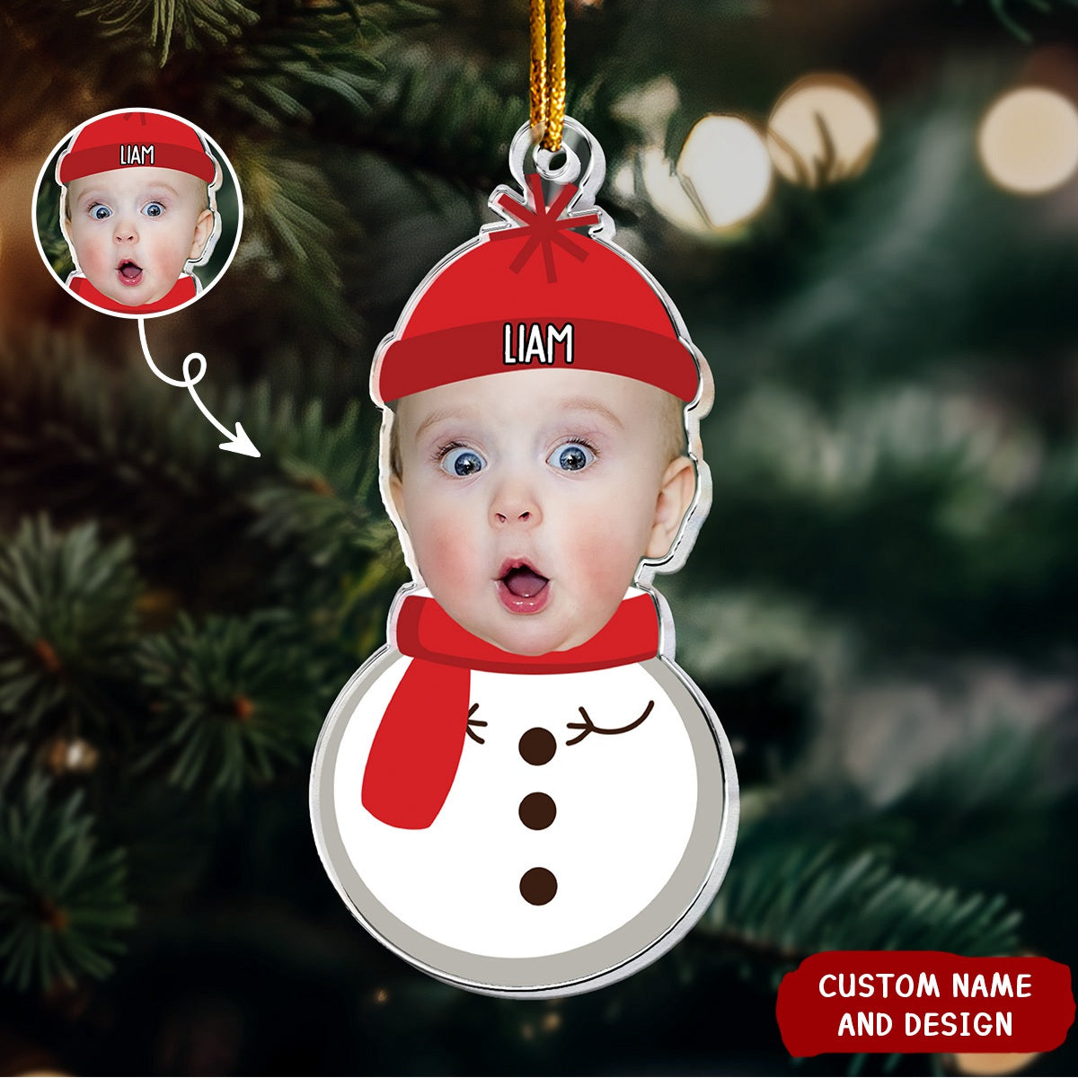2024 New Release - Christmas Snowman With Kids - Personalized Acrylic Photo Ornament