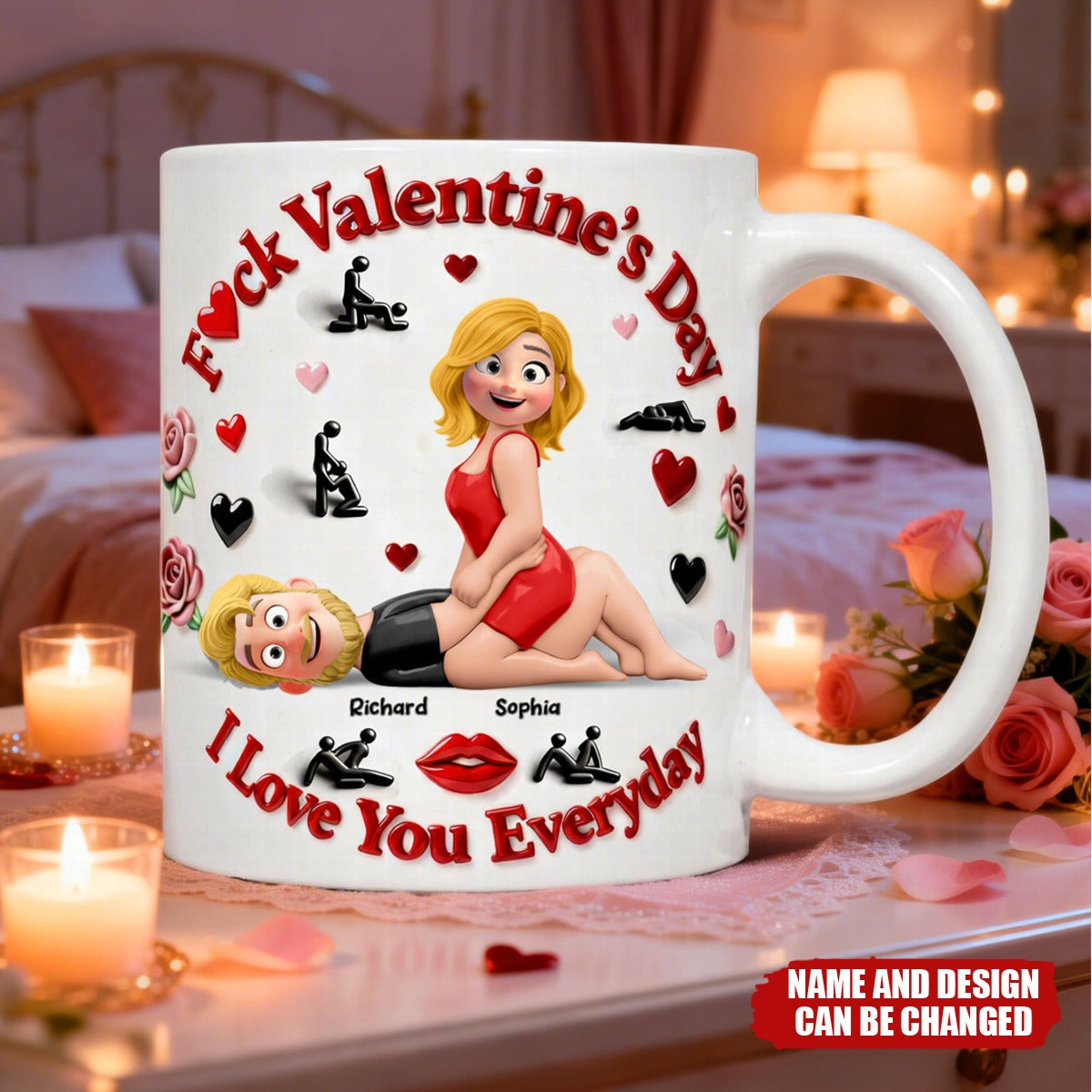 Personalized Couple Cartoon Mug – Funny Valentine’s Day Gift with Custom Names