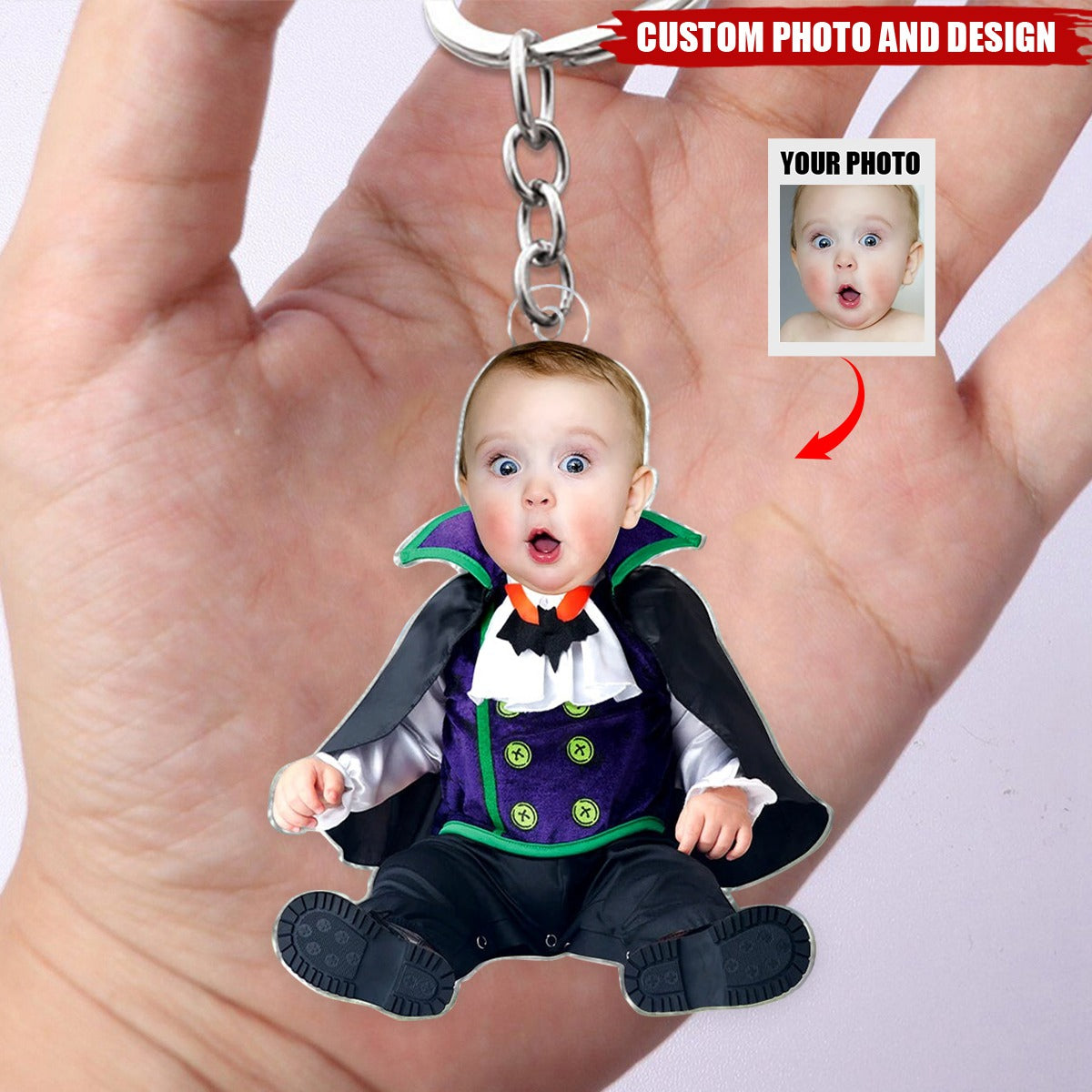 Funny Halloween Custom Face For Kids Personalized Acrylic Photo Keychain