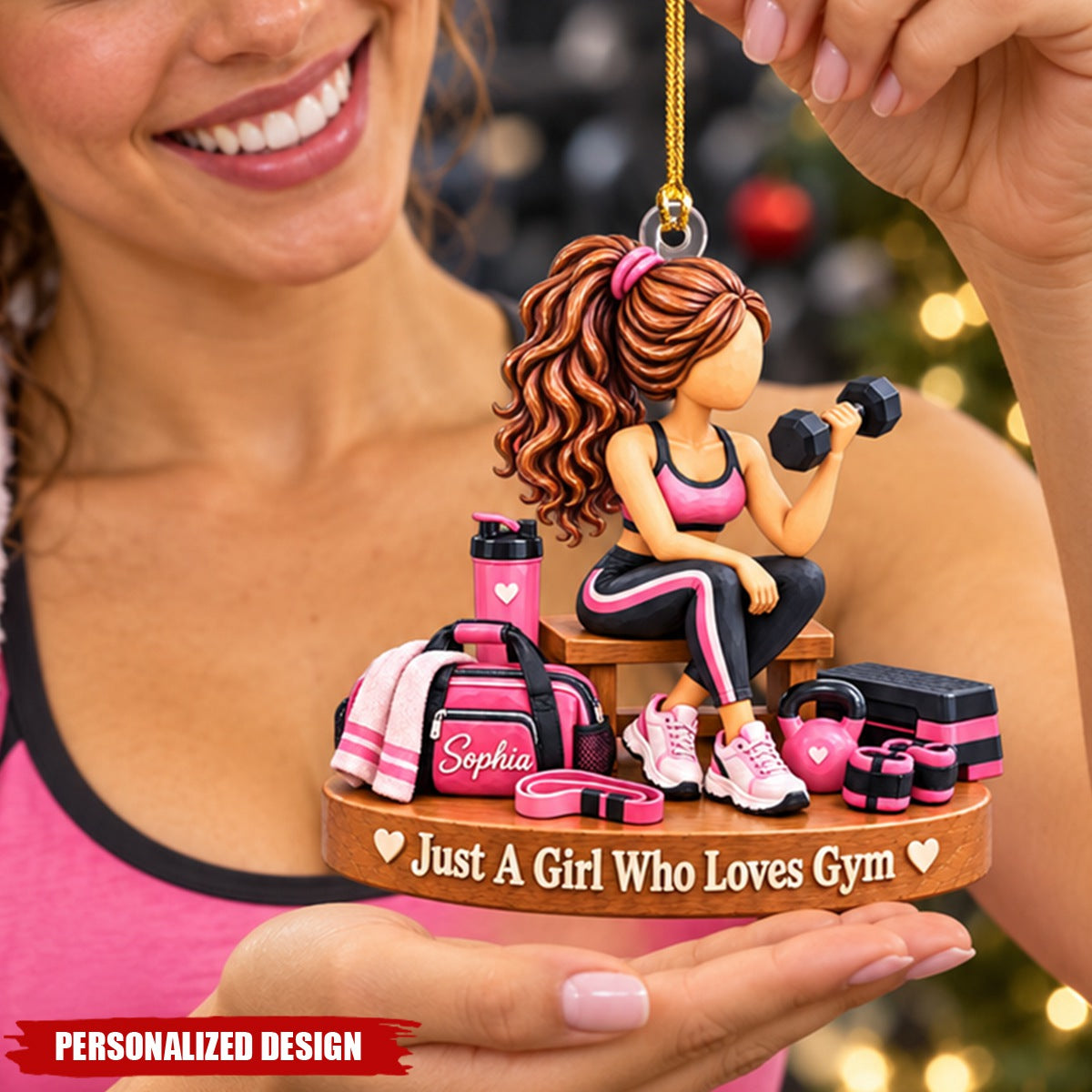 Fitness Lady Customized Acrylic Christmas Keepsake - Ornament Gym Enthusiast Gift