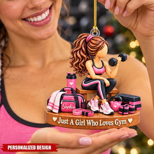 Fitness Lady Customized Acrylic Christmas Keepsake - Ornament Gym Enthusiast Gift