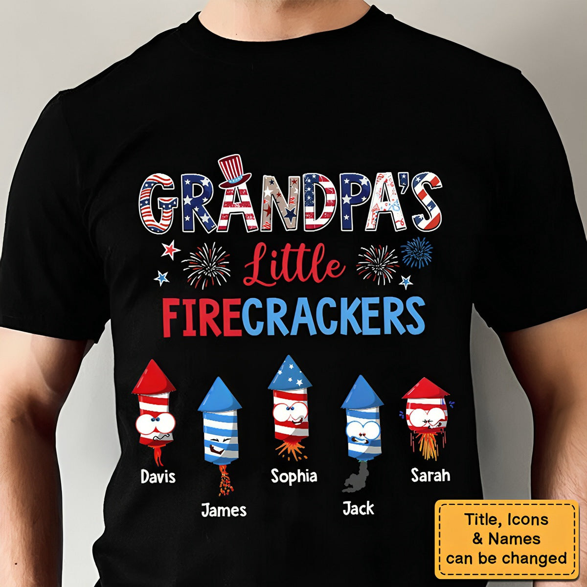 Gift For Grandpa Grandpa's Little Firecrackers T-Shirt
