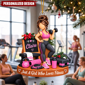 Weightlifting Girl Personalized Acrylic Ornament - Christmas Tree Hanging Decor