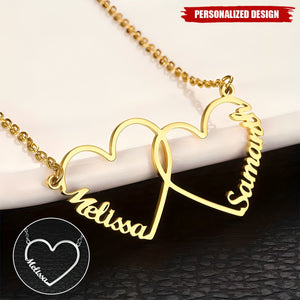 Personalized Interlocking Heart Name Necklace - A Holiday Gift for Friends And Family