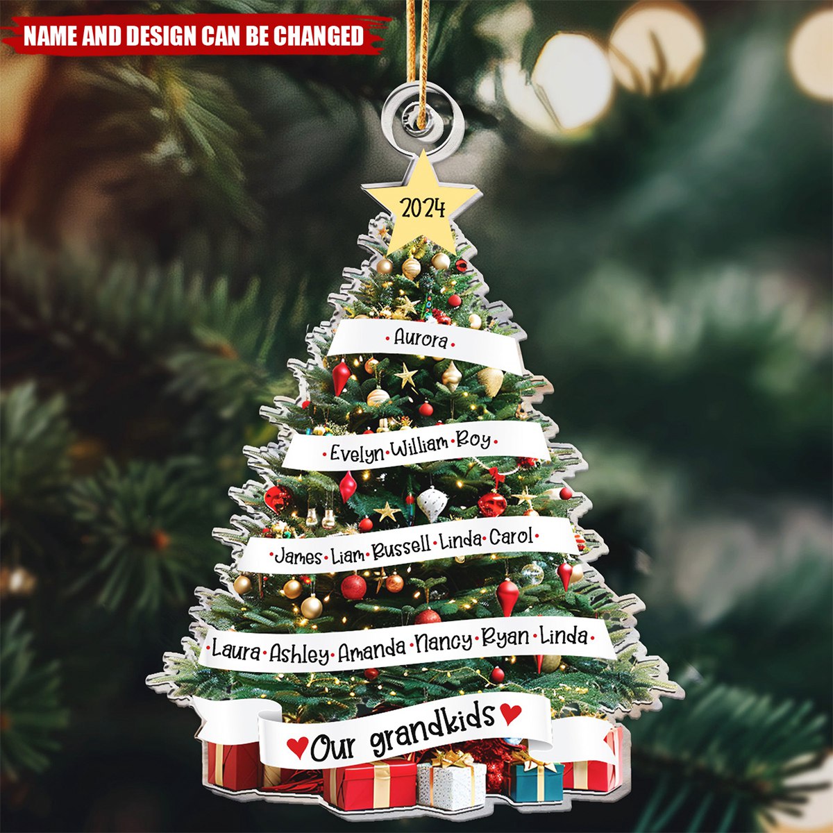 Our Grandkids Names On The Christmas Tree - Personalized Acrylic Ornament