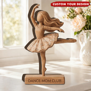 Personalized Ballerina Wooden Tabletop Plaque - Custom Name Dance Mom Club Ballet Desk Decor
