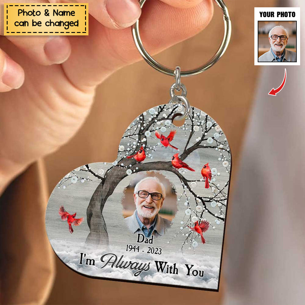 Memorial Cardinal Upload Photo, I'm Always With You Personalized Acrylic Keychain