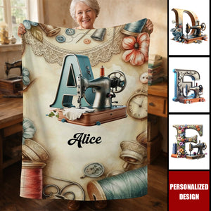 Personalized Sewing Machine Blanket - Custom Name Gift for Sewing Lovers