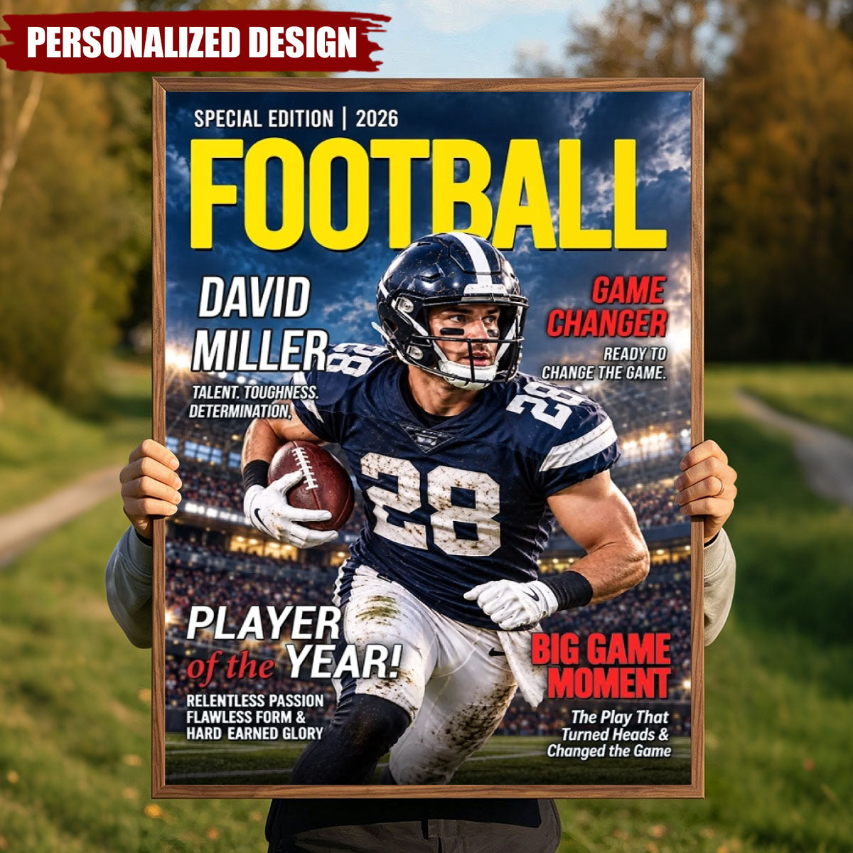 Personalized Football Star Magazine Style Print - Football Athlete Gift Poster