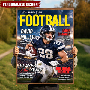 Personalized Football Star Magazine Style Print - Football Athlete Gift Poster