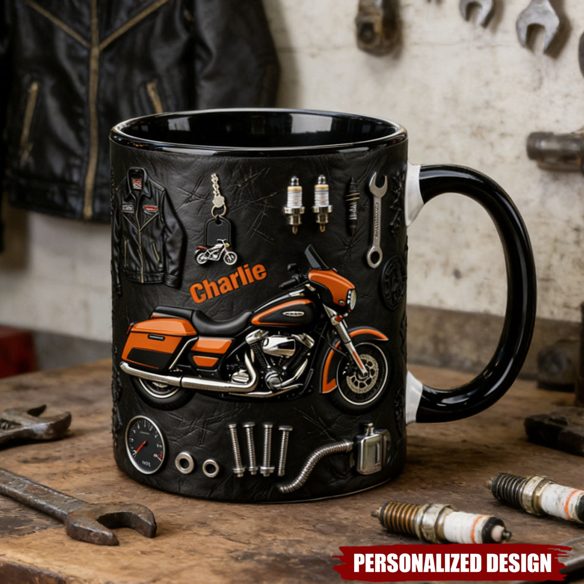 Personalized Motorcycle Mug – Custom Name Motorcycle Lover Gift
