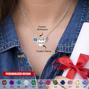 Personalized Graduation Heart Necklace - Class of 2026 Gift for Graduate